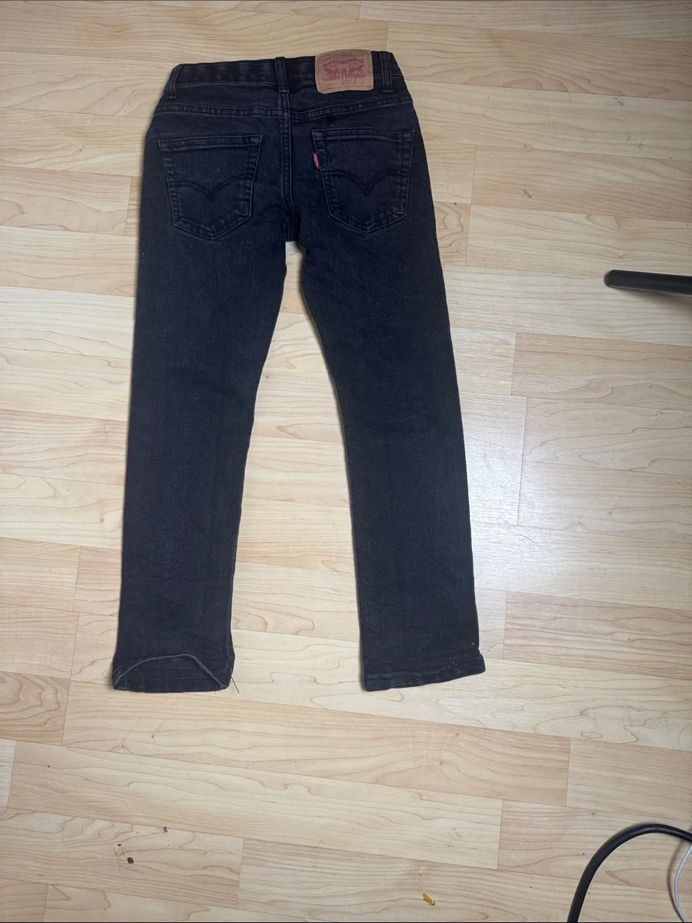 Levi's boy’s Black Slim Straight Jeans with Red Waistband Detail